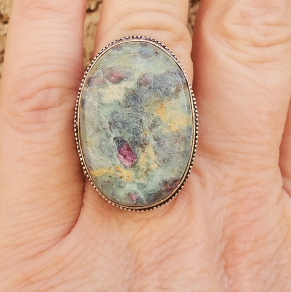 New Ruby in Fuchsite 925 Silver Ring. - Picture 14 of 16